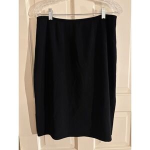 Kasper ASL Petite Black Pencil Skirt Pink Contrast Side Slit Size 12P Lined